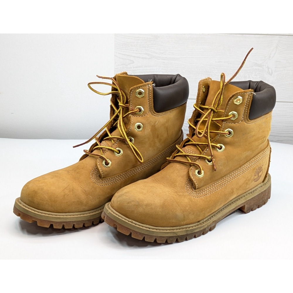 Timberland 12909 Juniors Premium Waterproof Boots Wheat Nubuck Youth US Sz 4.5M